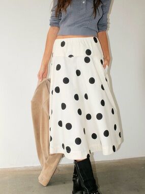 Free People - Betty Drop Waist Midi Skirt Polka Dots